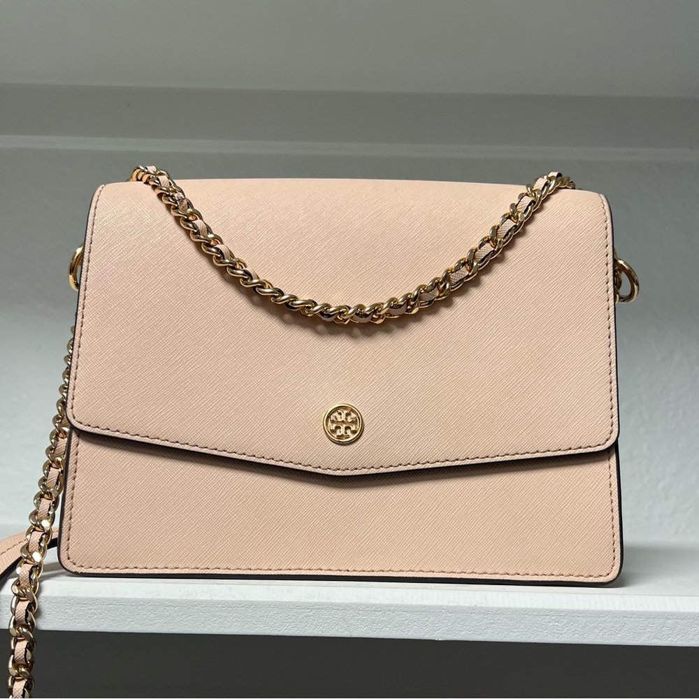 Tory Burch pink  leather chain crossbody bag